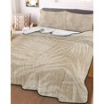 thumbnail image 3 of Quilts Twin Size Bedding Set, Brown Palm Leaves Lightweight Quilted Comforter, Summer Tropical Botanical Coastal Soft Reversible Bedspread Coverlet with Pillow Covers for All Season, 68" x 86", 3 of 7