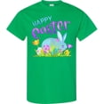 thumbnail image 3 of Inktastic Happy Easter Blue Bunny and Eggs in Grass T-Shirt, 3 of 5