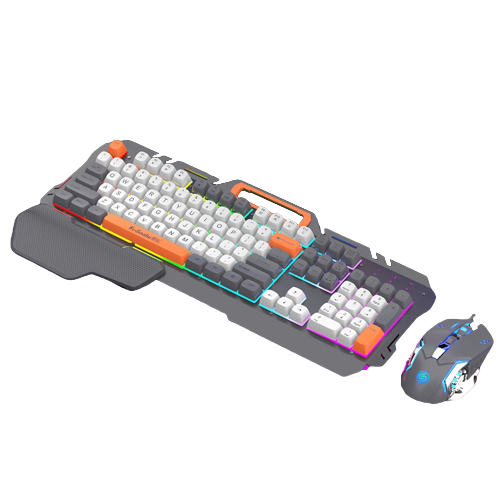 Bdday Wired Gaming Keyboard Metal Panel Fashion Color Blocking Cap Computer Laptop Keyboard And Mouse