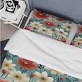 thumbnail image 4 of Designart "Warm Red Seaside Melody I" Floral Bedding Covert Set - Cottage Bed Set With 2 Shams, 4 of 5