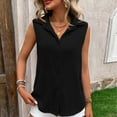 thumbnail image 6 of ALLLIST Womens Tops Summer Black V-Neck Solid Sleeveless Button Ribbed Tank Tops Tank Tops L, 6 of 7