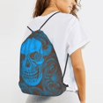 thumbnail image 6 of XMXT Waterproof Gym Bag, Aged Rose Skull Print Drawstring Backpack for Men, s Blue, 6 of 8