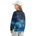 thumbnail image 2 of Xoenoiee Galaxy Turtle Flower Print Girls Oversized Crewneck Sweatshirt, Long Sleeve Side Slit Drop Shoulder Pullover Top for Fall Winter Spring, 5-6 Years, 2 of 7