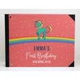 thumbnail image 2 of Darling Souvenir Orange Unicorn & Rainbow Personalized Birthday PartyGuestBookHardboundGuestSign-InBookGuestRegistryGuestbook-9 x 12 Inches, 2 of 4