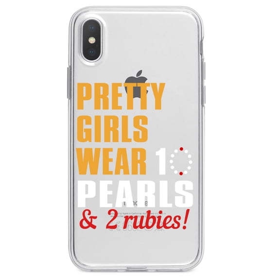 DistinctInk Clear Shockproof Hybrid Case for iPhone XR (6.1" Screen) - TPU Bumper Acrylic Back Tempered Glass Screen Protector - Pretty Girls Wear 10 Pearls 2 Rubies