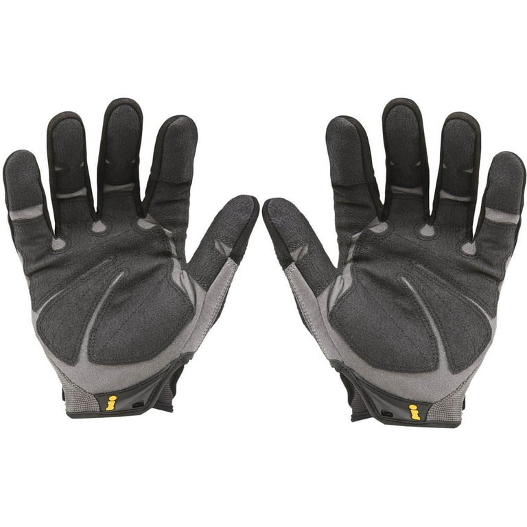 Ironclad Heavy Utility Work Gloves HUG, High Abrasion Resistance,  Performance Fit, Durable, Machine Washable, (1 Pair), LARGE, Black & Grey