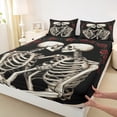 thumbnail image 3 of Homewish Teens Adults Gothic Skeleton 4 Pieces Queen Sheet Sets,Red Flower Rose Ultra Soft Flat Sheet,Exotic Style Queen Fitted Sheet,Ultra Soft Home Decor, 3 of 7