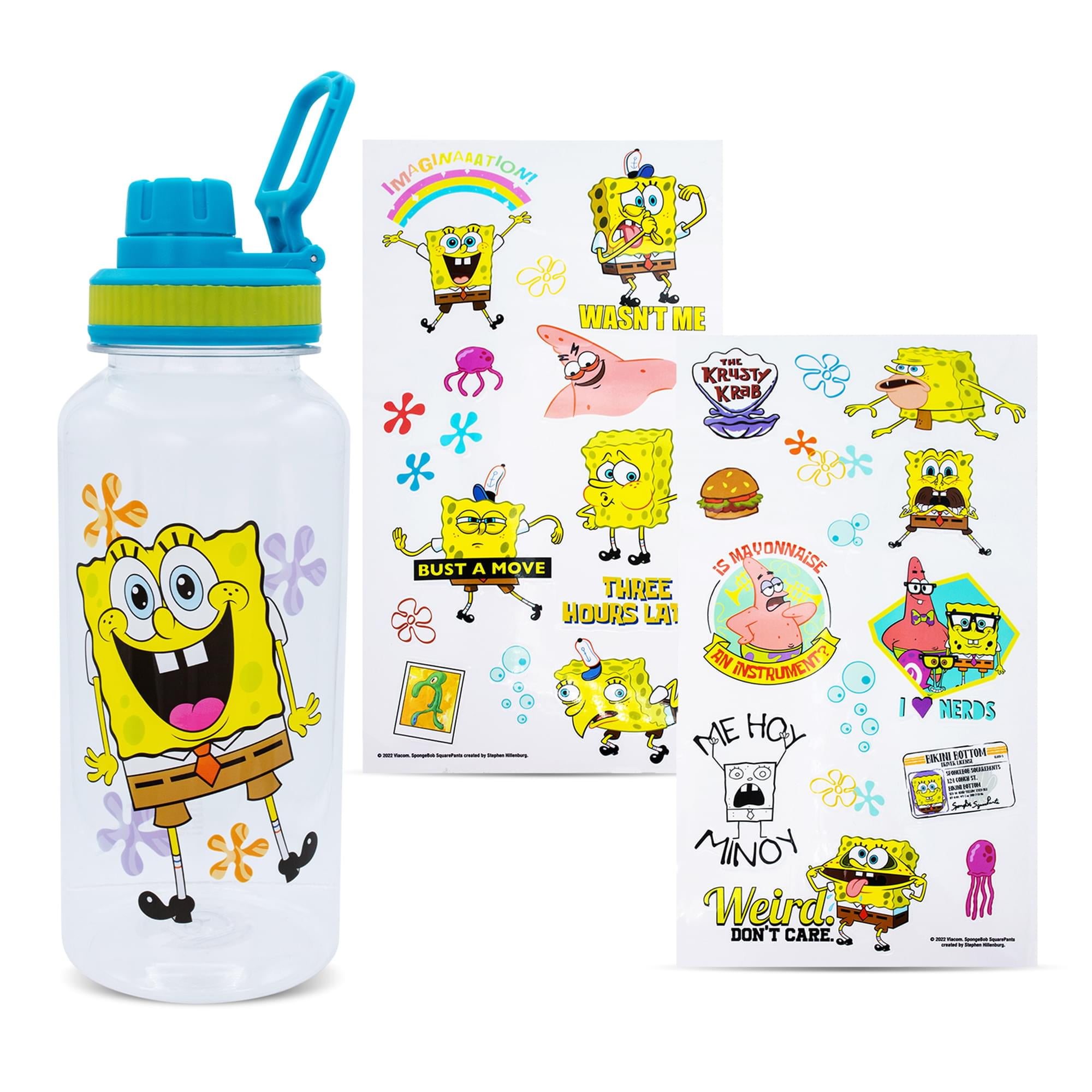 SpongeBob SquarePants Happy Laugh Flowers Twist Spout Water Bottle ...