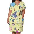 thumbnail image 1 of Meet Me At My Happy Place Yellow Pattern. Magical Princess Back Lacing Backless Dress Square Neck Dress Fashion Design Large, 1 of 5
