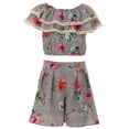 thumbnail image 2 of Little Girls Off Shoulder Tops Short 2 Pieces Party Summer Clothing Pant Set Coral 4 (J21KS31), 2 of 3
