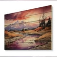 thumbnail image 2 of Designart "violet Coral Mountains Crimson Sunset Peaks" Landscapes Print on Natural Pine Wood, 2 of 5