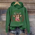 thumbnail image 2 of Women's Hoodies Sweatshirts Have Yourself A Mooey Little Christmas Hooded Sweatshirt Thickened Velvet Warm Loose Hooded Pullover Sweatshirt for Women Green L, 2 of 3