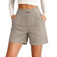 thumbnail image 7 of Womens Shorts 2026 Comfy Summer Drawstring High Waist Cotton Shorts with Pockets for Women Trendy by Yigetop Khaki L, 7 of 7