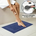 thumbnail image 3 of Bath Mat Floor Towel Set - Absorbent Cotton Hotel Spa Shower/Bathtub Mats [Not a Bathroom Rug] (Navy, 2 Pack (16"x24")), 3 of 6