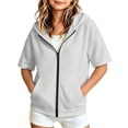 thumbnail image 2 of Hoodies for Kids Full Zip Jackets Unisex Casual Loose Fit Sweatshirts with Zip off Sleeve Convertible Girls Grey Hoodie Size 5-15 Years, 2 of 8