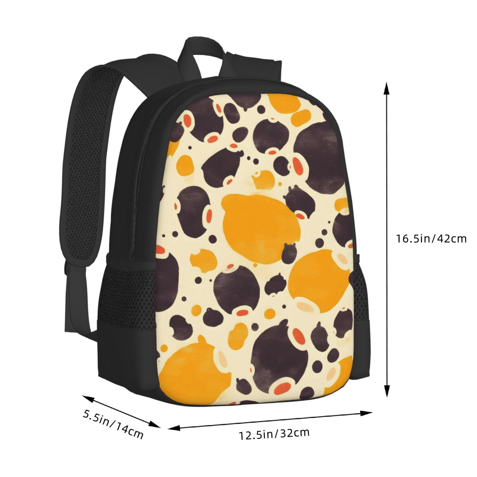 Large Capacity Backpack 16.5×12.5×5.5in Widened Shoulder Strap Design Main Bag Large Top Handle Belt Adjustable Shoulder Strap Milk Cow Print Style Sienna_3