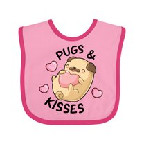 Inktastic Valentines Day Pugs & Kisses with Hearts Boys or Girls Baby Bib