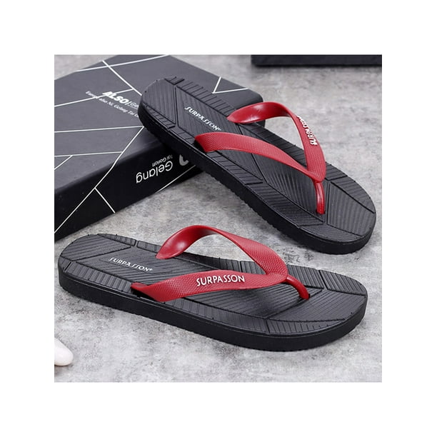 LUXUR Mens Flip flops Summer Thong Sandals Slip On Beach Shoes