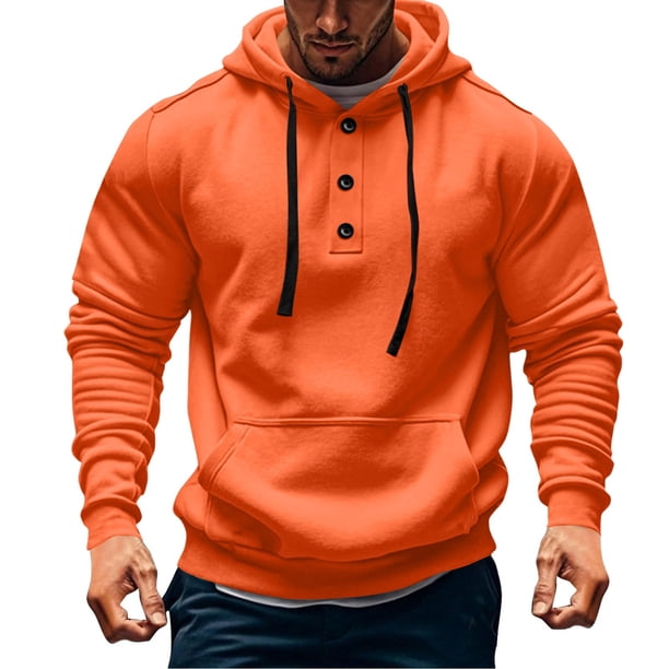 Sudadera con capucha para hombre, color liso, a la moda, con bolsillo, botón, cordón, informal, deportiva, de manga larga, cárdigan con capucha, sudadera para hombre, blusa de poliéster