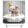 thumbnail image 2 of 4PCS Funny Elephant Shower Curtain Sets with Rugs, Waterproof Fabric Black Shower Curtain, Watercolor Oil Painting Cute African Wild Animal Wildlife Colorful Bubbles Elephant Bathroom Decor, 2 of 7