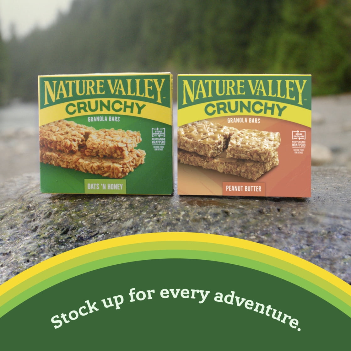 (12 pack) Nature Valley Crunchy Granola Bars, Oats 'n Honey, 12 Count, 8.94 oz (6 Pouches)