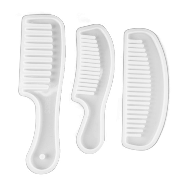 3 uds moldes de silicona para peine, juego de moldes para peine de pelo de dientes anchos translúcidos para herramientas de estilismo de peluquería DIY