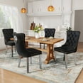 thumbnail image 3 of DONICK Velvet Upholstered Dining Chairs,Kitchen & Dining Room Chairs,Nailheads Tufted,Soft,Solid Wood Frame(Black Silver,Set of 6), 3 of 10