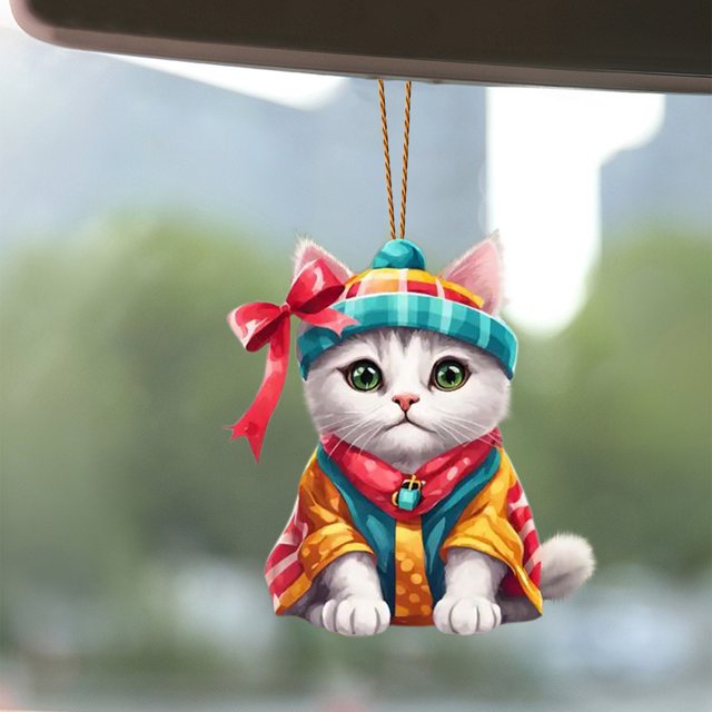 PEONAVET License Plate 2PC Christmas Ideas Kittens Car Pendant Backpack Pendant