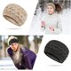 thumbnail image 5 of Paquete de 2 diademas de invierno para mujer, color gris oscuro y beige, diadema elástica de punto con lunares coloridos, diadema calentadora de orejas con forro de felpa, 5 of 5