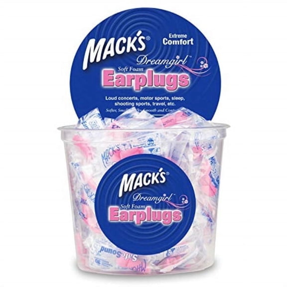 Mack's Dreamgirl Soft Foam Earplugs, 100 Pair, Pink - Individually Wrapped - Small Ear Plugs for Sleeping, Snoring, Studying, Loud Events, Traveling and Concerts