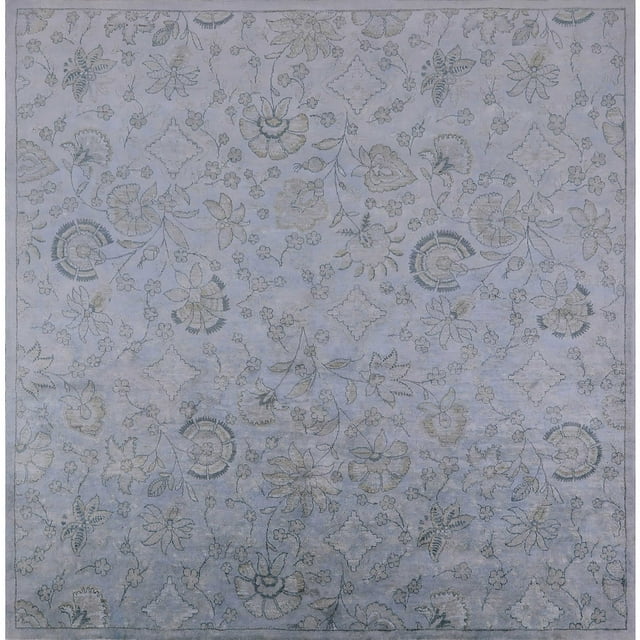 Ahgly Company Indoor Square Mid-Century Modern Light Slate Gray Oriental Area Rugs, 5' Square