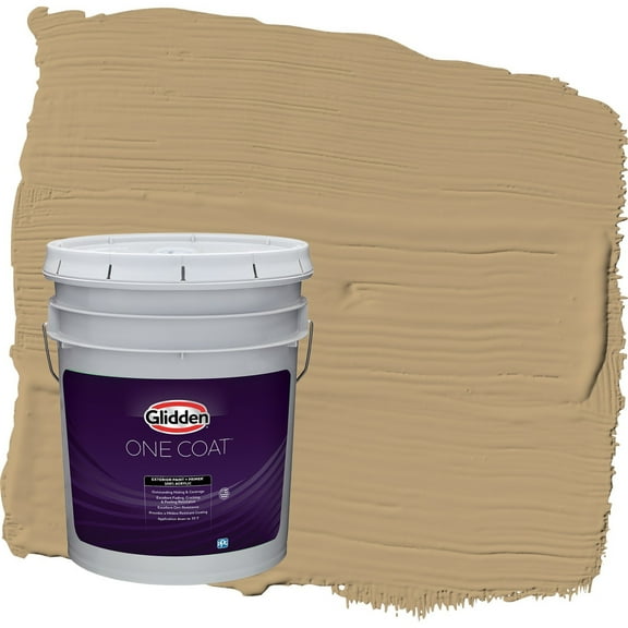 Glidden One Coat Earthy Ocher / Beige Satin Exterior Paint with Primer, 5 Gallon