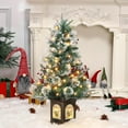 thumbnail image 5 of Lumiparty 3FT Artificial Christmas Tree, Xmas Desktop Tree with 78 Warm White 8 Mode Lights & Snowman Light Box Base for Holiday Decor, Brass Bell Light Box, 5 of 8