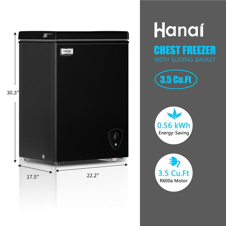 SMETA Deep Freezer Small 3.5 Cu. Ft Chest Freezer Outdoor Freezers, 3.5  Cubic Feet Freezer Chest Mini Thermostat Control, Compact Freezer for