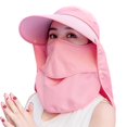 thumbnail image 1 of Wuxian Women'S Summer Sun Hat Solid Color Adjustable Strap Large Wide Brim Beach Caps Foldable Cover Neck Flap Soft Top Travel Outdoor Vacation Uv Protection Hiking Fishing Hat,Pink,One Size, 1 of 2