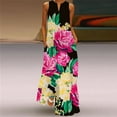 thumbnail image 4 of NEW Ladies Elegant Party Retro Peacock Feather 3D Long Dress Summer Ladies Fashion Printed Flowers Sleeveless Casual Dress, 4 of 6
