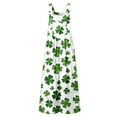 thumbnail image 5 of Gyujnb Women's St. Patrick's Day Overalls - White Green Glitter Shamrock Print Pocketed Wide Leg Jumpsuit for Irish Festival,5XL, 5 of 6