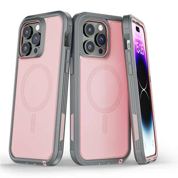 Dteck Case for iPhone 13 Pro, Compatible with MagSafe, Military-Grade Drop Protection Silicone Protective Phone Cover, Shock-Absorbing Corners Shockproof Magnetic Case for iPhone 13 Pro,Pink