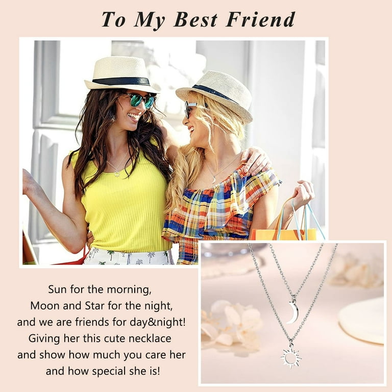 CUTEGIFT Cute Butterfly Moon Necklace Good Luck Heart Pendant Friendship  Chain Necklace for Women and Girls (Gold Butterfly A)