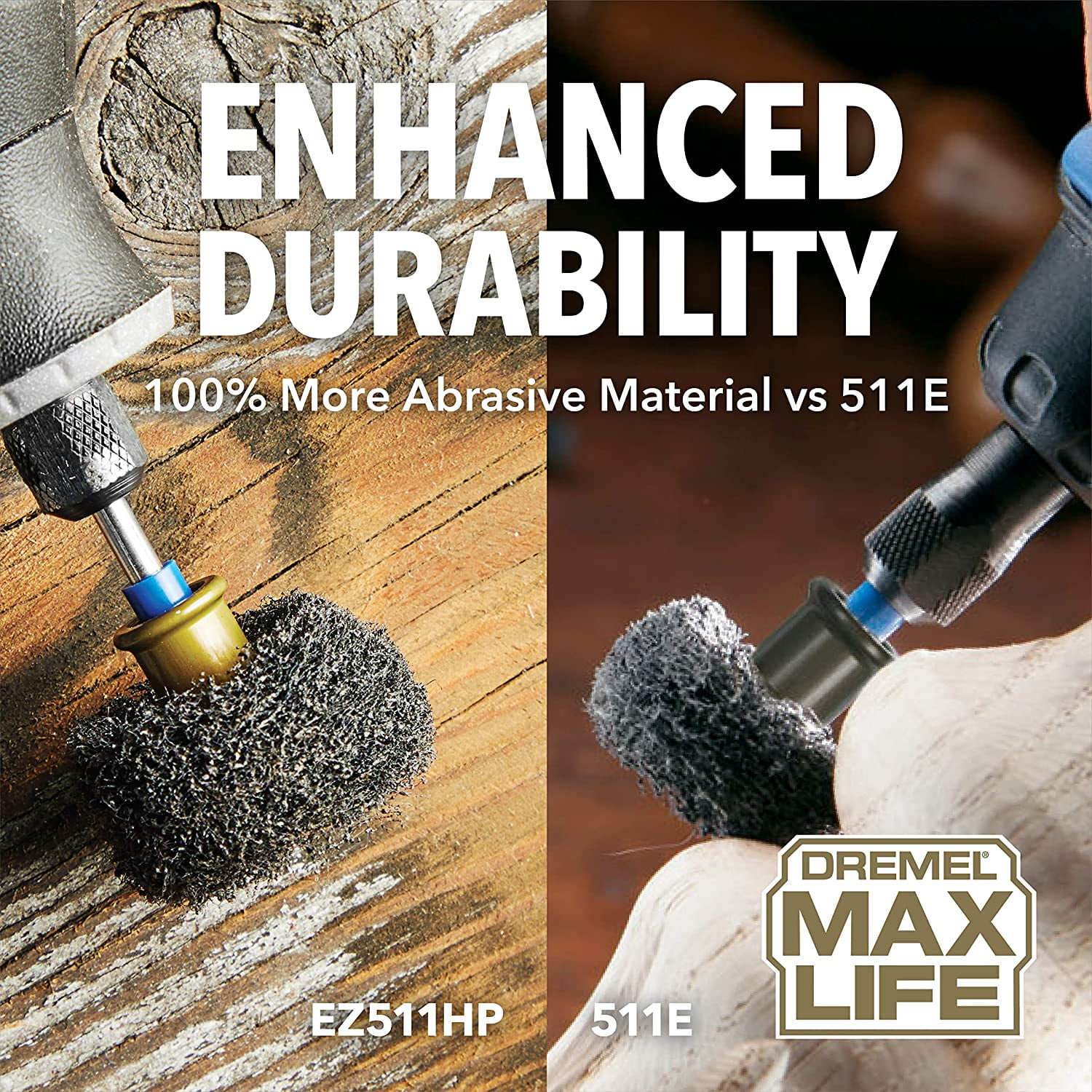 Dremel Max Life EZ511HP 2" Abrasive Buffs (180 Grit & 280 Grit), Rotary Tool Accessory for Wood, Plastic, & Metal, 2 Pieces