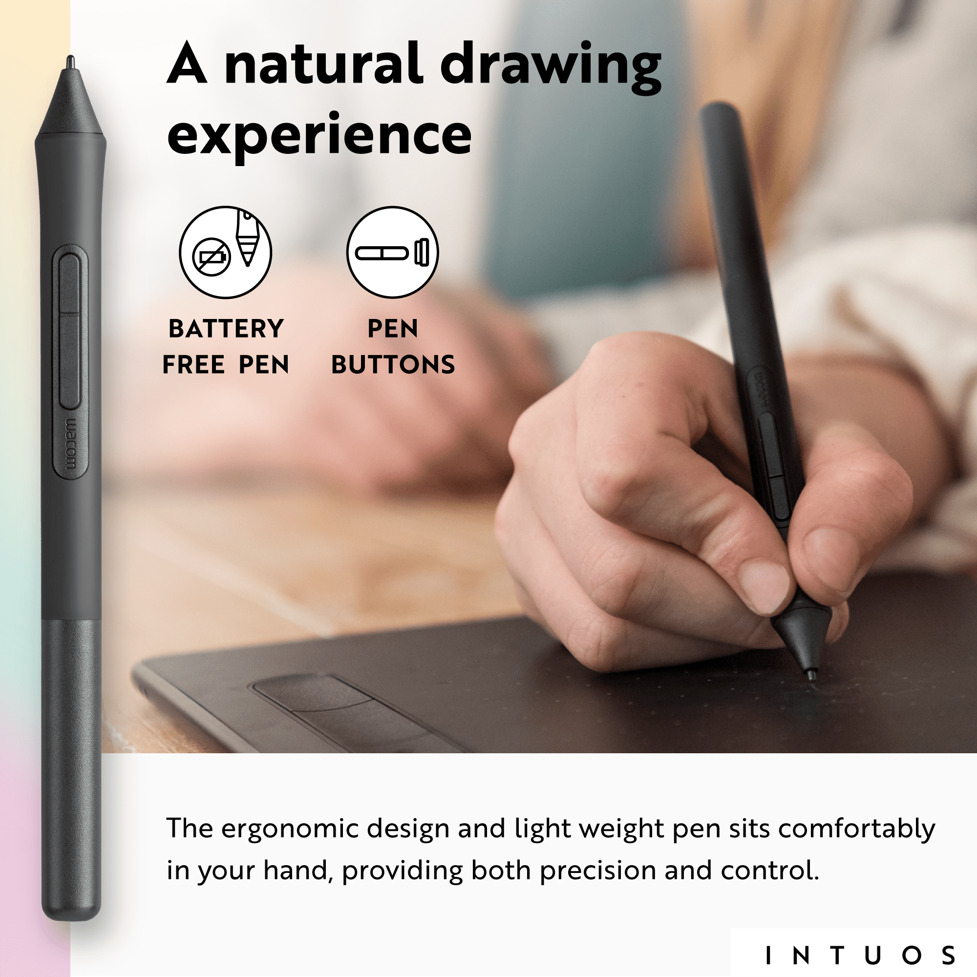 Wacom Intuos Wireless Graphics Drawing Tablet with 3 Bonus Software  Included, 7.9 X 6.3, Black (CTL4100WLK0) Small (Wireless) 