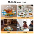 thumbnail image 2 of Blue Striped Yellow Truck Round 13 Inch Placemats Set of 4, Farmhouse Stripes Modern Art HeatResistant Non Slip Place Mats for Dining Table, Wipeable Braided Kitchen Table Mats for Housewarming, 2 of 9