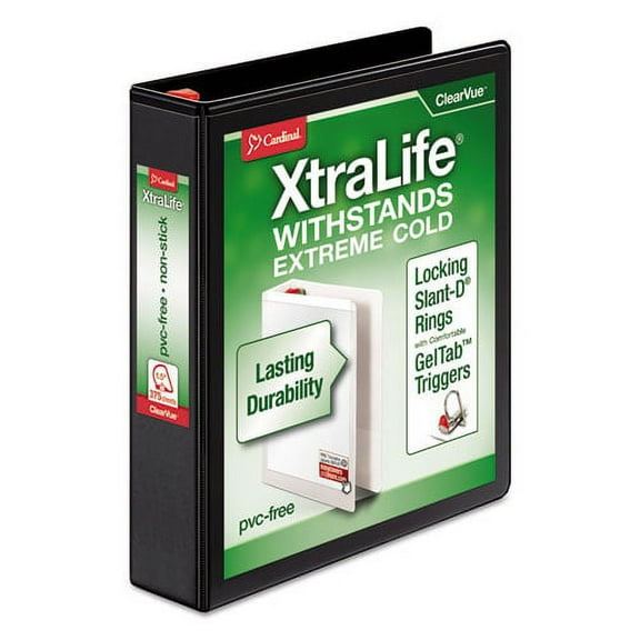 Xtralife Clearvue Non-Stick Locking Slant-D Ring Binder, 3 Rings, 1.5" Capacity, 11 X 8.5, Black | Bundle of 2 Each