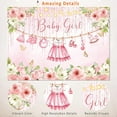 thumbnail image 2 of Pink Floral Baby Shower Backdrop, Girls Baby Shower Decorations, Baby Girl Clothes Backdrops, Banner, Rose Gold Flower Photography Background, 7x5ft, 2 of 6
