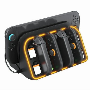 Hosanwell Switch 2 Wall Mount Dock - RGB Gaming Hub with 4 Joy-Con Charging, 4 Game Card Slots, Overcharge Protection | Matte Black for Nintendo Switch 2