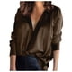 thumbnail image 1 of Blusas de manga larga para viaje de color sólido con cuello en V y encaje de satén para mujer Fridja  bvmnju4788, 1 of 8