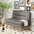 thumbnail image 4 of Aklaus Upholstered Small loveseat,Faux Leather Modern Mini Sofa Couch Love Seat Armless Settee  with Back for Living Room Bedroom Office Small Space Entryway Grey, 4 of 9