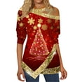 DJLBOON Clearance Women's Long Sleeved Shirt Fine Glitter Christmas