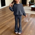thumbnail image 4 of LIJCC Teen Girls Sweatsuit Solid 2 Piece Sweatsuits Round Collar Pullover Sweatshirts and bell-bottom trousers Sweat Set(Dark Gray,11-12 Years), 4 of 5