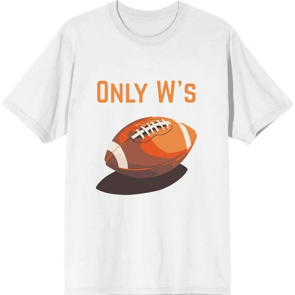 Only W's American Football Adult White Crew Neck Short Sleeve Tee-Medium